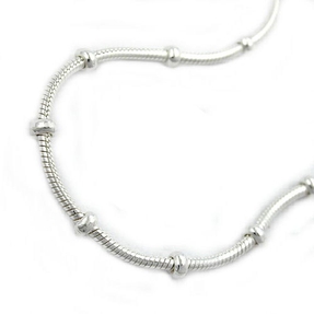 1mm Kette Collier Schlangenkette mit Kugeln 925 Silber 42cm Damen