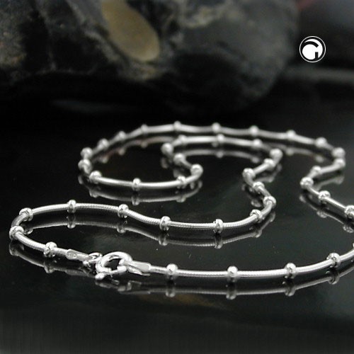 1mm Schlangenkette mit Kugeln 925 Silber 42cm