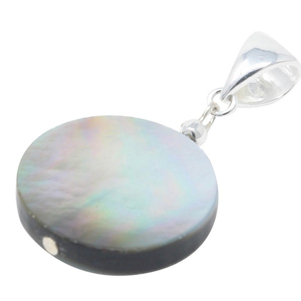 Anhänger aus Perlmutt Disk flach & 925 Silber