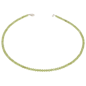 Halskette Collier Edelstein Peridot 4mm grün facettiert funkelnd 925 Silber 48cm