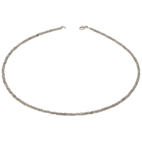 Halskette Collier Edelstein Labradorit Ø 3mm grau facettiert 925 Silber 48cm