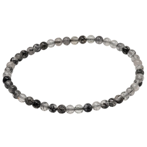 Armband Armschmuck aus Turmalinquarz grau-schwarz Ø4mm endlos dehnbar 18,5cm