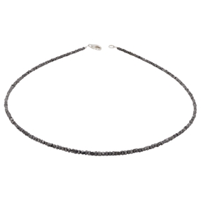 Diamantkette Collier schwarze Diamanten Rohdiamanten grau-anthrazit 925 Silber