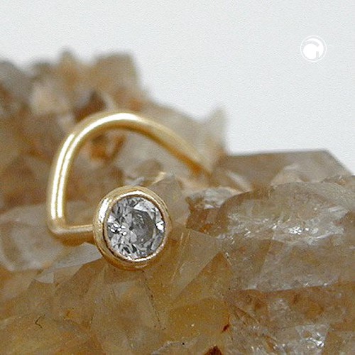 Nasenpiercing Zirkonia gefasst 750 Gelbgold