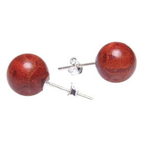 Ohrstecker aus Koralle Schaumkoralle Ø12mm 925 Silber Ohrschmuck Kugel rot-braun