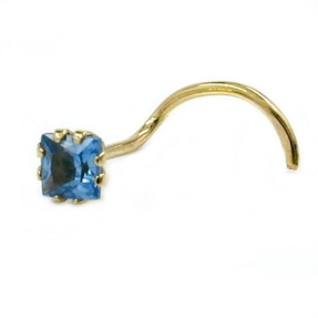 Nasenstecker Nasenpiercing Zirkonia aqua-blau 750 Gold Gelbgold Goldpiercing