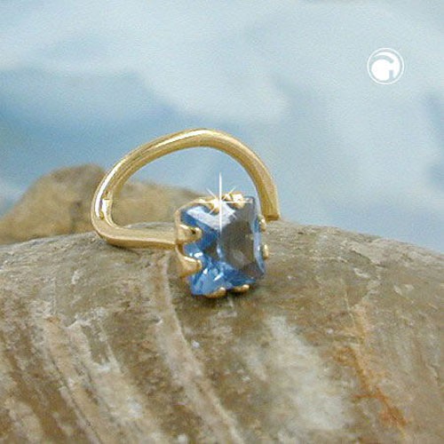 Nasenpiercing Zirkonia aqua-blau 750 Gold
