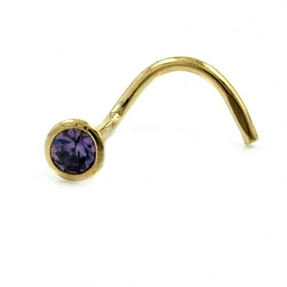 Nasenstecker Nasenpiercing Zirkonia lila 750 Gold Gelbgold Damen