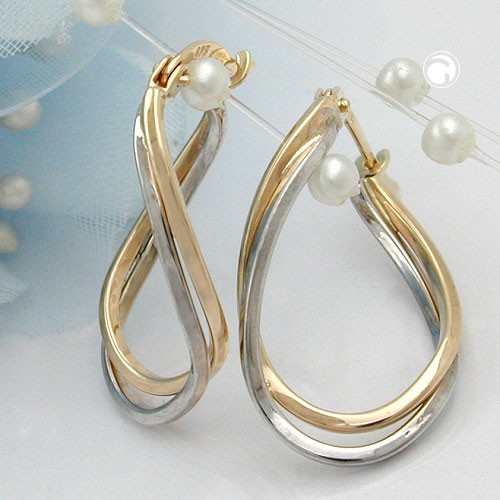 Creolen 22mm 375 Gold bicolor rhodiniert