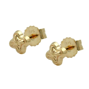 Paar Ohrstecker Stecker Stern Sterne mit Muster 375 Gold Gelbgold Damen