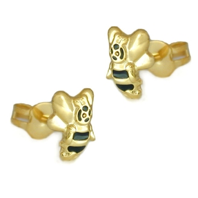 Ohrschmuck Ohrstecker für Kinder Biene mit Gesicht 375 Gold Gelbgold