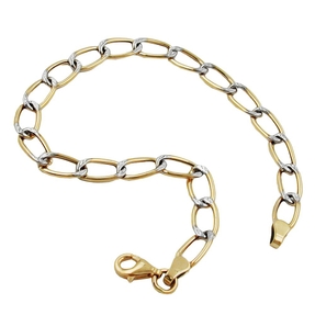 Weitpanzer Armband aus 375 Gold Gelbgold & Weißgold bicolor 19cm Goldarmband