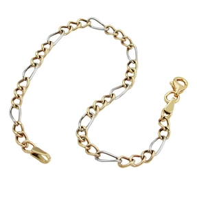 Figaro Panzer Armband aus 375 Gold Gelbgold & Weißgold bicolor 19cm Damen Figaro Panzer Armband aus 375 Gold Gelbgold & Weißgold bicolor 19cm Damen