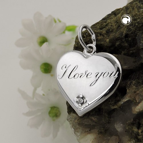 Anhänger mit I Love You Gravur 925 Silber