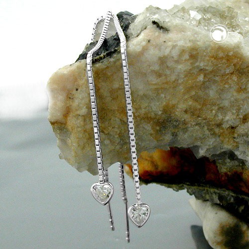 Durchzieher Herz mit Zirkonia 925 Silber