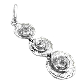 Anhänger 3 Blumen Rosen aus echtem 925 Silber rhodiniert Damen Silberanhänger