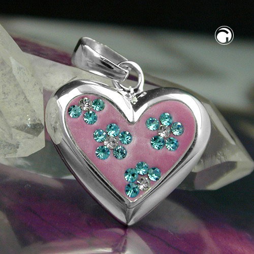 Anhänger Herz mit Zirkonia 925 Silber rosa