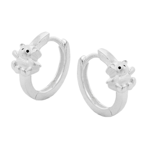 Creole Creolen Ohrringe Bär Bärchen 925 Silber mattiert Kinder