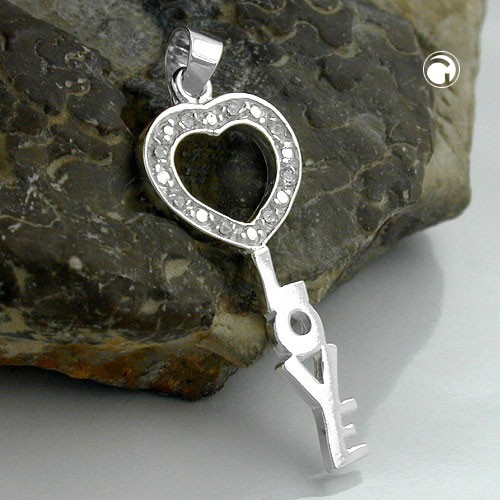 Anhänger Schlüssel Love Zirkonia 925 Silber