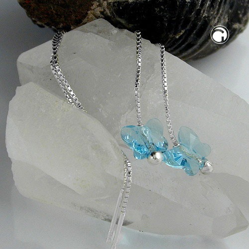 Durchzieher hellblau Schmetterling 925 Silber