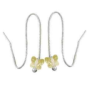 Ohrringe Ohrhänger Durchzieher gelb Schmetterling 925 Silber Damen Ohrringe Ohrhänger Durchzieher gelb Schmetterling 925 Silber Damen