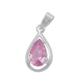Anhänger in Tropfenform Tropfen Zirkonia pink facettiert 925 Silber Damen