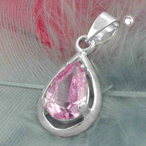 Anhänger Tropfen Zirkonia pink 925 Silber