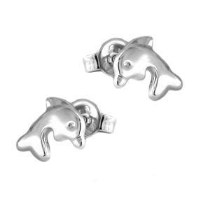 Paar Stecker Ohrstecker Delfin Delfine 925 Echt Silber glänzend Damen