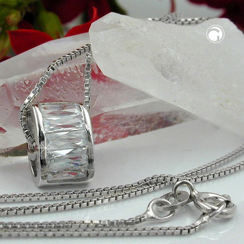 Collier mit 5 Zirkonia 925 Silber 42cm