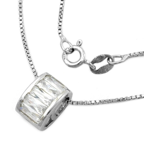 Collier 42cm Kette mit Anhänger 5 Zirkonia 925 Silber rhodiniert Damen