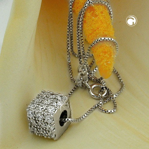 Collier Würfel 36 Zirkonias 925 Silber 42cm