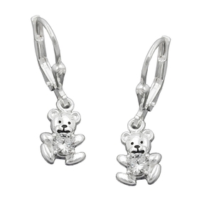 Ohrringe Brisur Ohrhänger Bär Bärchen Zirkonia 925 Silber Kinder