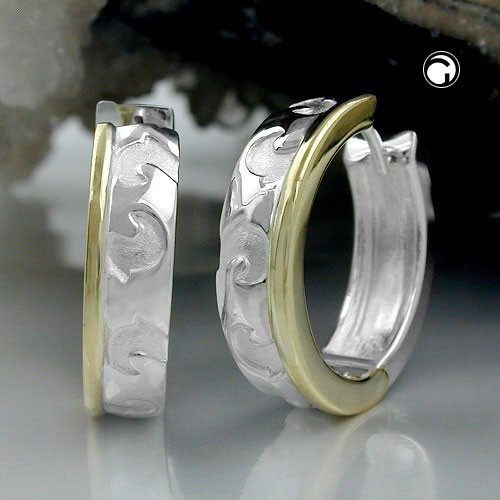 Creolen 19x5mm 925 Silber bicolor
