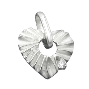 Anhänger Kettenanhänger, Herz mit weißem Zirkonia, 925 Silber Damen