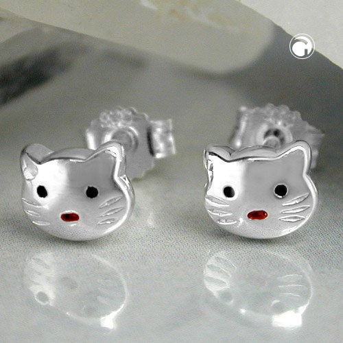 Ohrstecker Katzenkopf echtes 925 Sterlingsilber