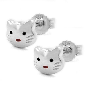 Stecker Ohrstecker Ohrschmuck Katzen Katzenkopf 925 Sterlingsilber Kinder