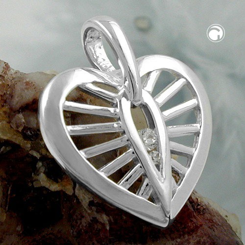 Anhänger Herz mit Zirkonia 925 Silber 18x16mm