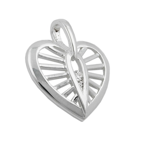 Anhänger Herz mit Zirkonia 925 Silber 18x16mm Silberanhänger Damen