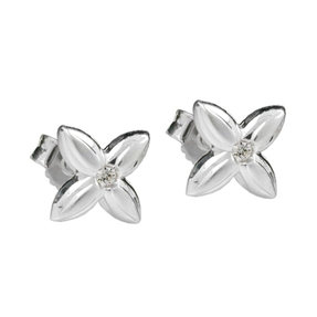 Paar Stecker Ohrstecker kleine Blüte mit Zirkonia 925 Silber Damen