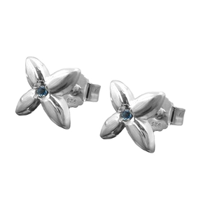 Stecker Ohrstecker kleine Blüte Spinell hellblau 925 Silber Damen
