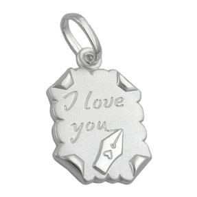 I Love You - Anhänger Brief mit Gravur aus 925 Silber mattiert Silberanhänger