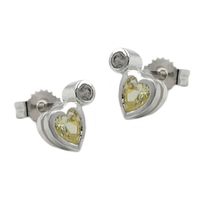 Stecker Ohrstecker Herz Zirkonia & Peridot hellgrün 925 Silber Damen