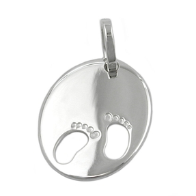 Anhänger für Gravuren Geburt Fußabdrücke 925 Silber 21x17mm Damen