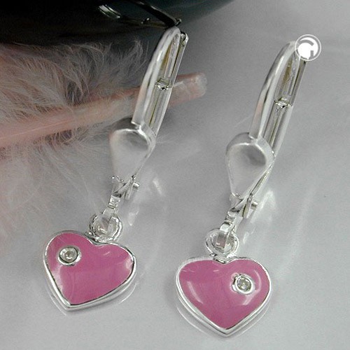Ohrringe Brisur Herzen pink Zirkonia 925 Silber