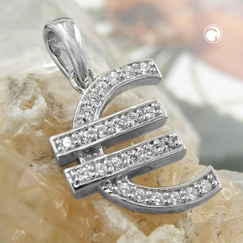 Anhänger Euro Zeichen mit Zirkonia 925 Silber