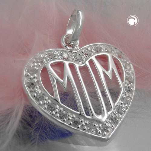 Anhänger Herz MOM Zirkonia 925 Silber