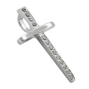 Anhänger Kreuz mit Zirkonia 925 Echt Silber Silberanhänger Damen