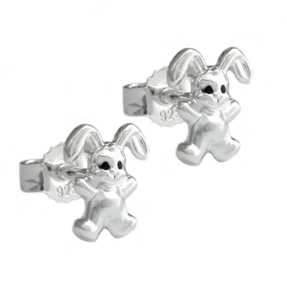 Stecker Ohrstecker kleiner Hase 925 Silber glänzend Kinder Silberohrstecker