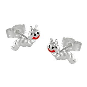 Paar Stecker Ohrstecker Raupe Raupen Würmchen 925 Silber für Kinder