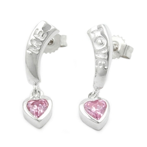 Ohrringe Ohrstecker Ohrhänger Herzen mit Zirkonia pink 925 Silber Damen